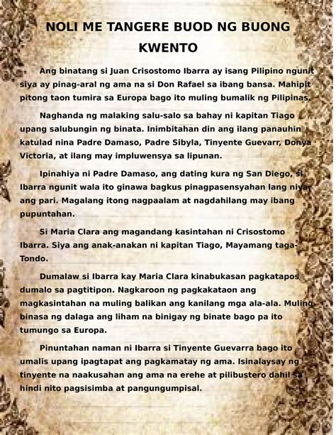 buod noli me tangere